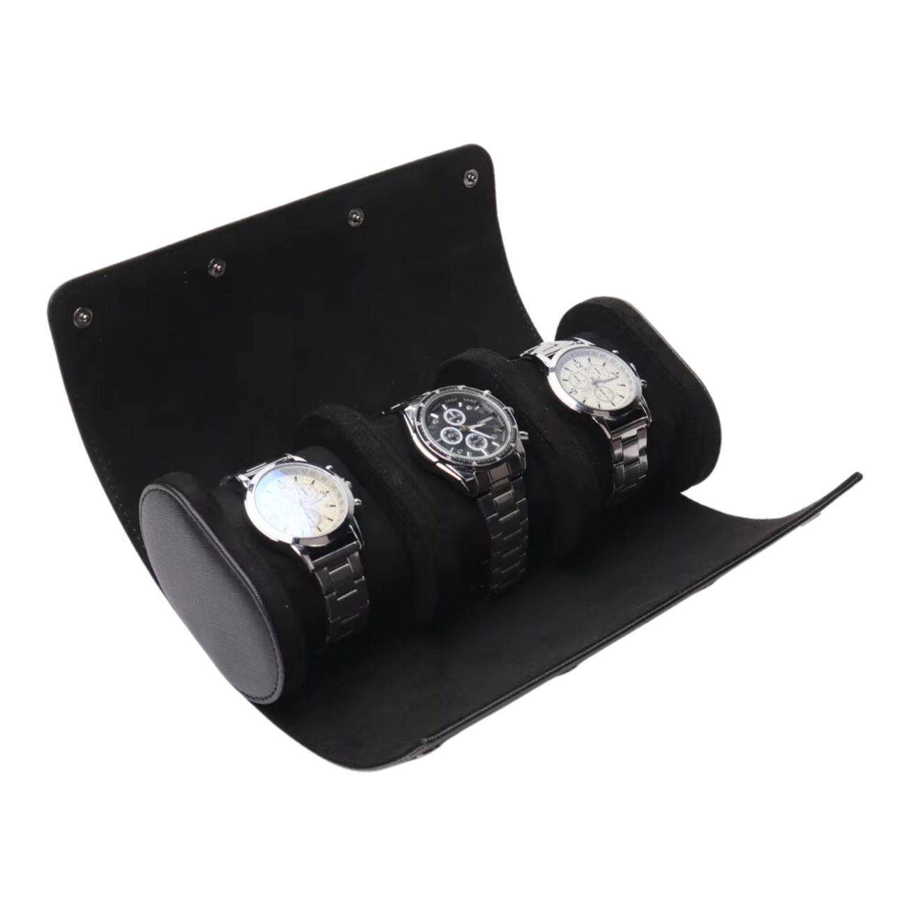 3 PIECE WATCH TRAVEL CASE SET (BLACK)